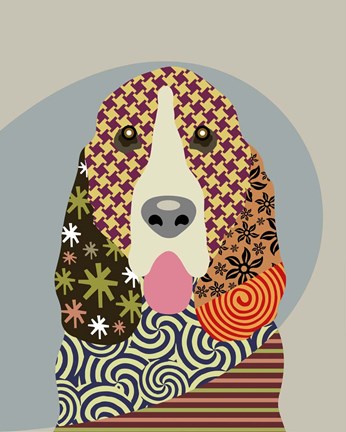 Framed Basset Hound Dog Print