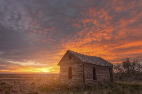 Framed Sunset on the Prairie Print