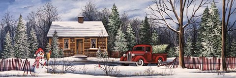 Framed Winter Snowman Truck Print