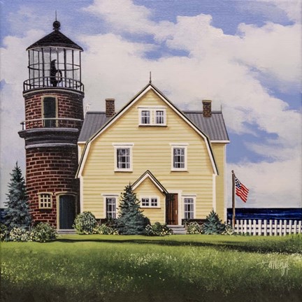 Framed Yellow Lighthouse Print