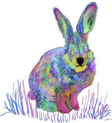 Framed Psychedelic Rainbow Bunny Print