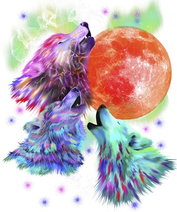 Framed Three Wolves Print