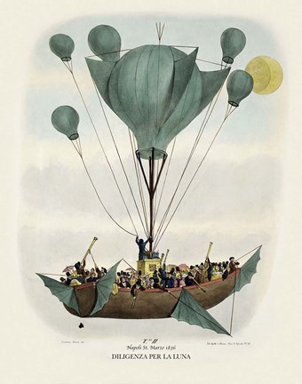 Framed Diligenza Per La Luna 1836 Print