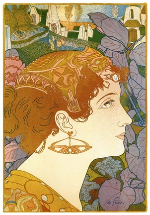 Framed Georges de Feure Profil de Femme Print