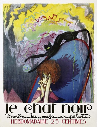 Framed Le Chat Noir by Henri Desbarbieux, 1922 Print