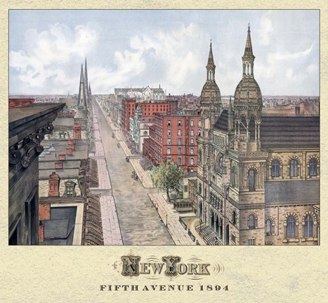 Framed New York 5th Ave 1894 Print