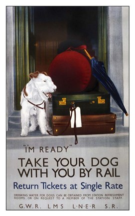 Framed Take Your Dog With You By Rail Print