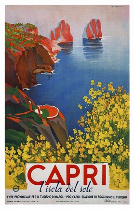 Framed Capri L&#39;Isola del Sole 1 Print
