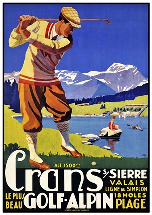 Framed Crans Golf Alpin Print