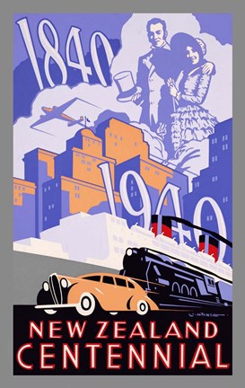 Framed 1840 New Zealand Centennial Print