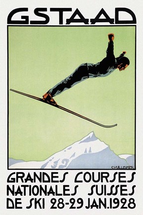 Framed Gstaad Grandes Courses 1928 Print