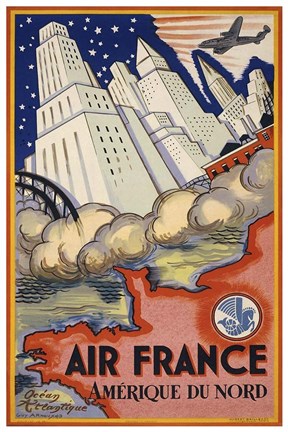 Framed Air France Amerique du Nord Print