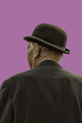Framed Bowler Hat Man Bodacious Purple Print
