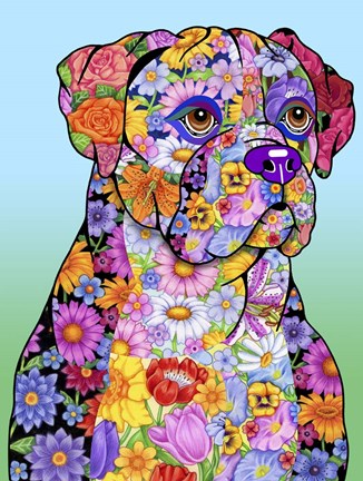 Framed Flowers Boxer Print