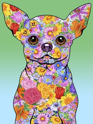 Framed Flowers Chihuahua Print