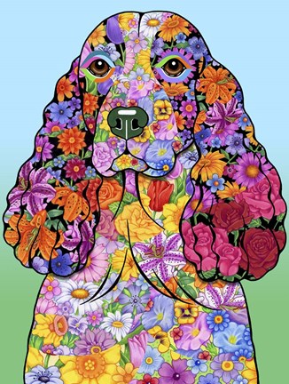Framed Flowers Springer Spaniel Print
