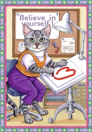 Framed Artist Cat Print