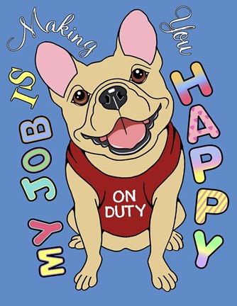 Framed French Bulldog Graphic Style Print