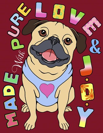 Framed Pug Graphic Style Print