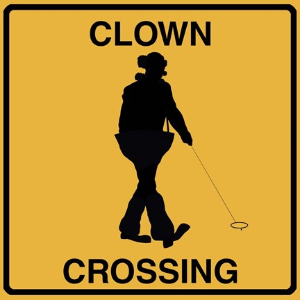 Framed Clown Crossing Print