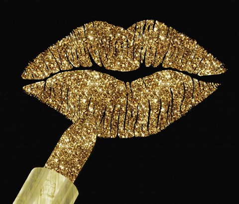 Framed Gold Glitter Lipstick Print