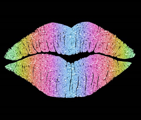 Framed Rainbow Kissing Lips Print