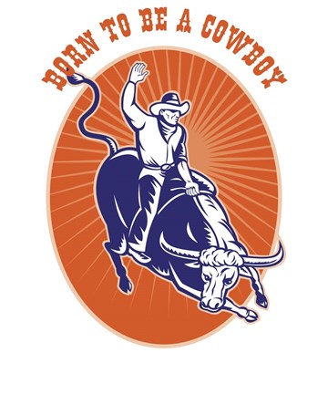 Framed Born To Be A Cowboy Rodeo Steer Print