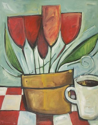 Framed Tulips And Coffee Reprise Print