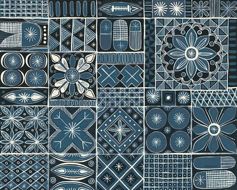 Framed Adire VII Cream Print