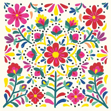 Framed Floral Fiesta White II Print