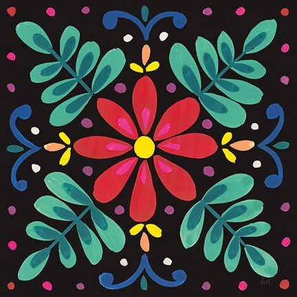 Framed Floral Fiesta Tile VI Print