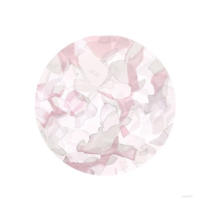 Framed Leafy Abstract Circle II Blush Gray Print