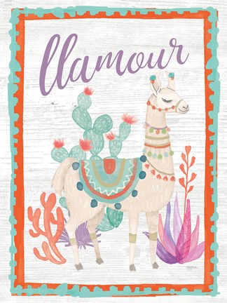 Framed Lovely Llamas II Llamour Print