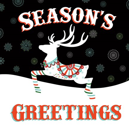 Framed Mod Holiday on Black IV Print