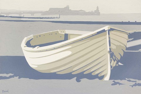 Framed Blue Boat Bournemouth Print