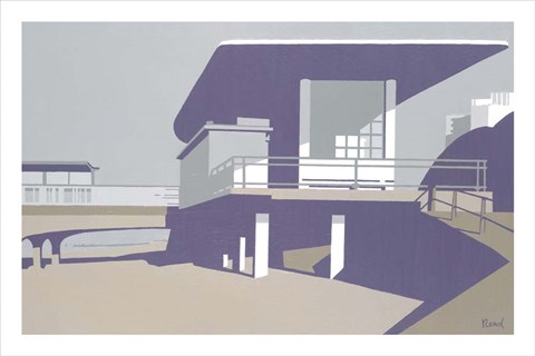 Framed Boscombe Pier Purple Print