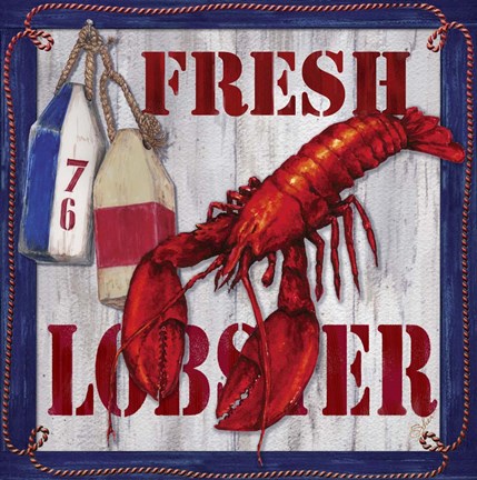 Framed Fresh Lobster Sign 2 Print