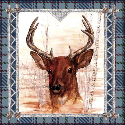 Framed Birch Frame Plaid- Deer Print