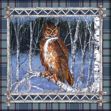 Framed Birch Frame Plaid-Owl Print