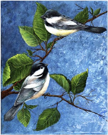 Framed Chickadees Print