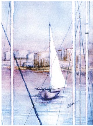 Framed Sailing Into Harbor Print
