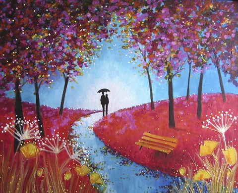 Framed Autumn Evening Stroll Print