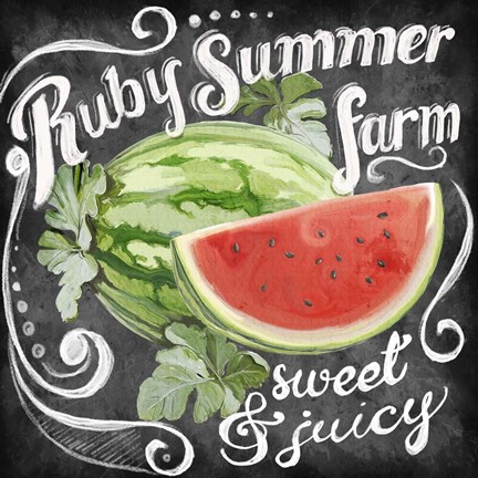 Framed Chalkboard Watermelon Print