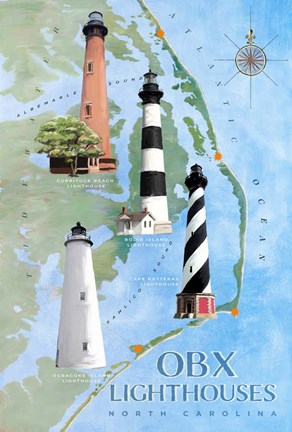 Framed OBX Lighthouses Print