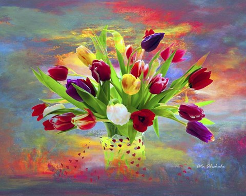 Framed Colorful Flowers Print