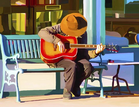 Framed Play His Guitar Print