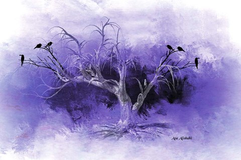 Framed Dead Tree And Black Birds Print
