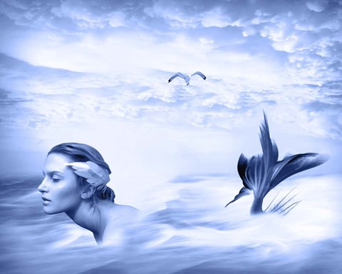 Framed Lone Mermaid Print