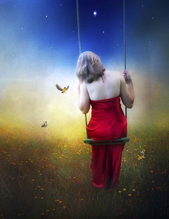 Framed Swing With Birds Print