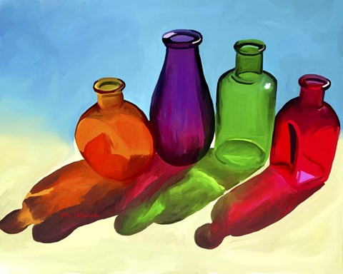 Framed Colorful Bottles Print